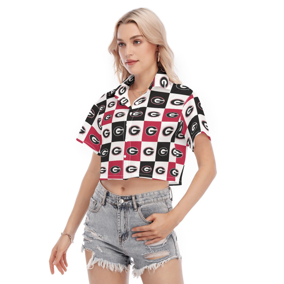 Georgia Bulldogs Women's Cropped Shirt White varsity sports apparel