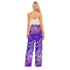 White Smoke Buffalo Football Women's Waist Fungus Edge Wide-leg Pants – Red Blue White Zebra Game Day Style