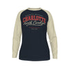 Charlotte North Carolina Long Sleeve Shirt – Navy Cream Vintage Varsity College Tee – nfl fan apparel, lightweight game day shirt, image 1.0