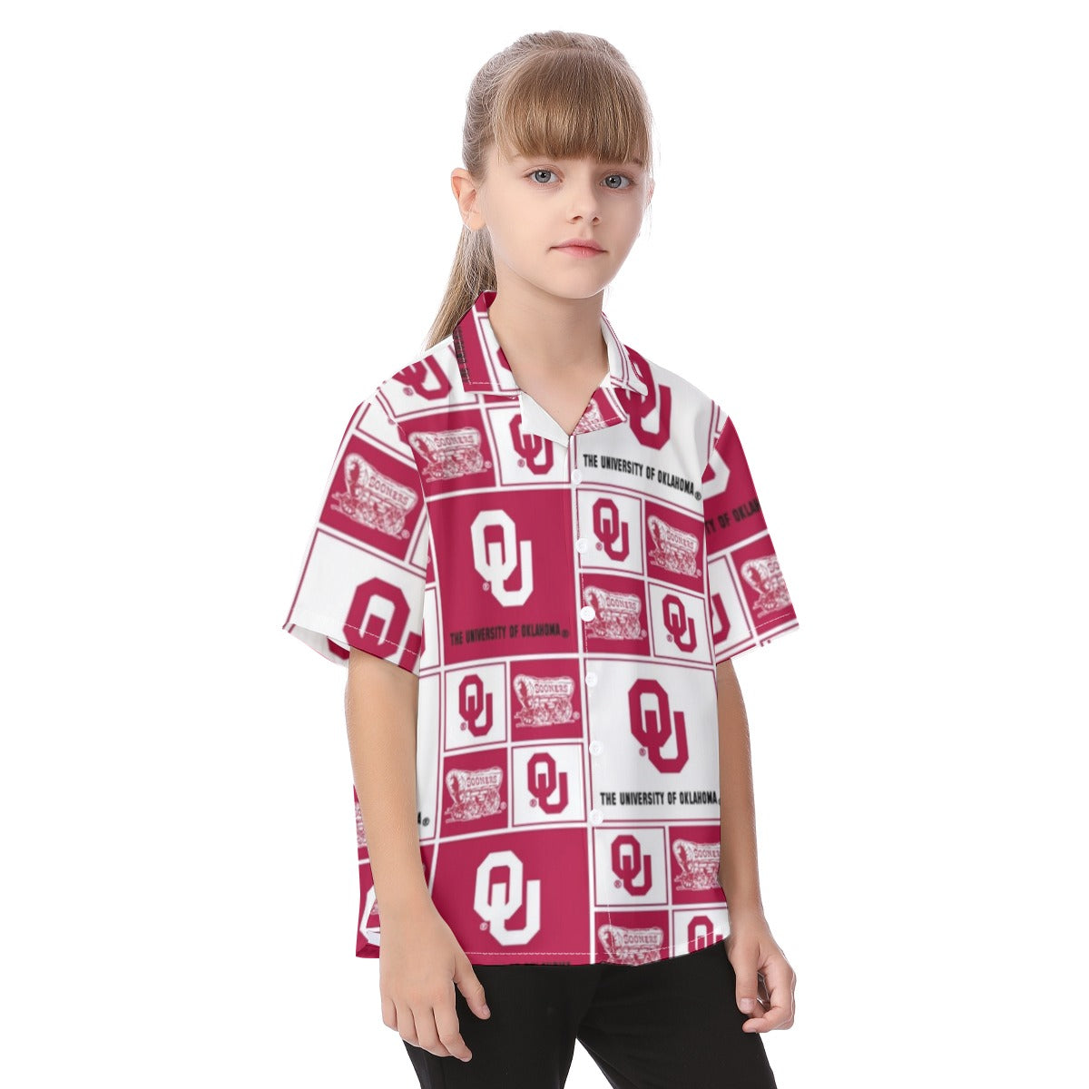 Oklahoma Sooners Kid's Hawaiian Vacation Shirt - Big 12 football apparel varsity sportswear product image 2.0