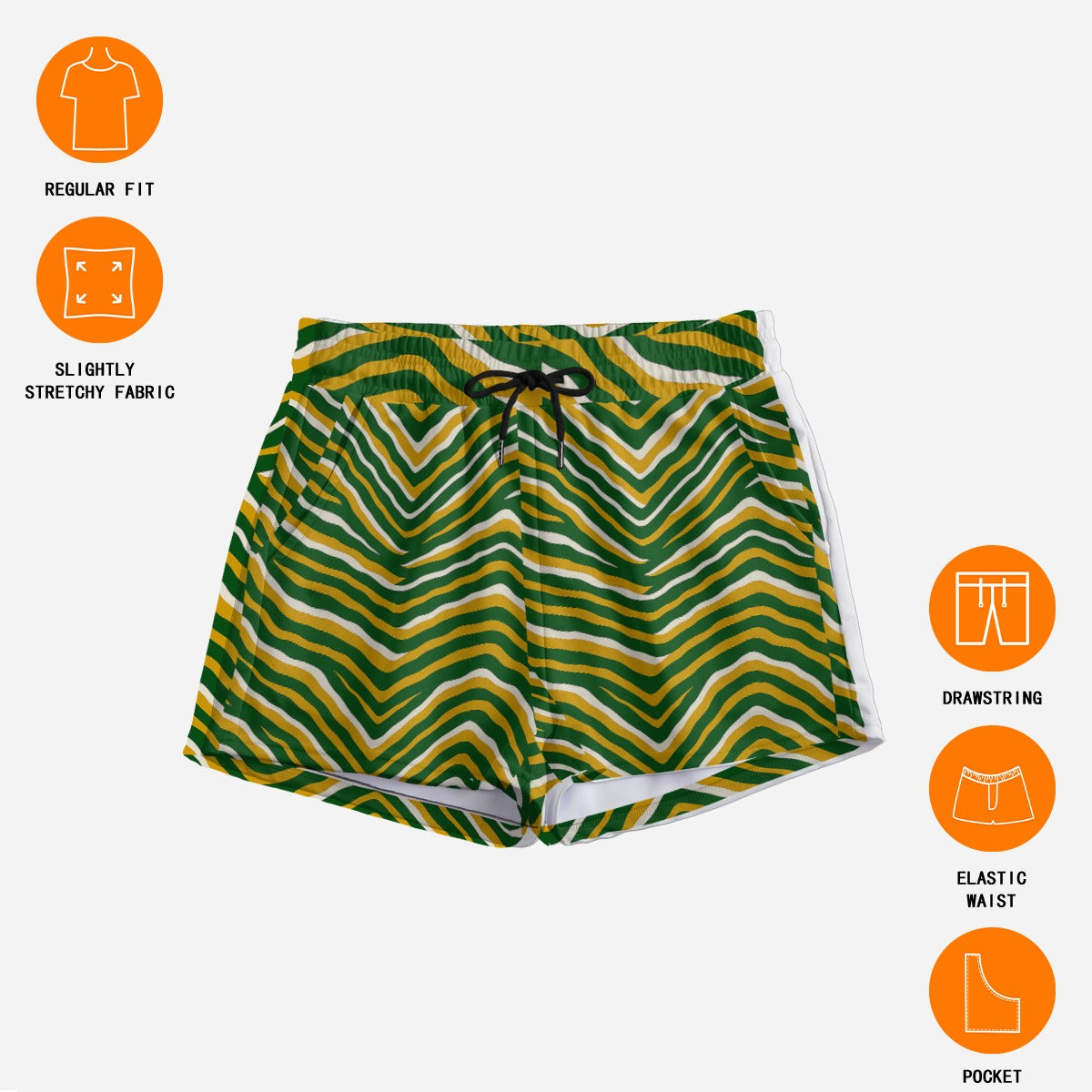 White Smoke Green Bay Football Yellow Green Women’s Casual Shorts – Game Day Streetwear
