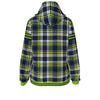 White Smoke Seattle Football Tartan Plaid Women’s Borg Fleece Hoodie With Half Zip – Navy and Green Sherpa Game