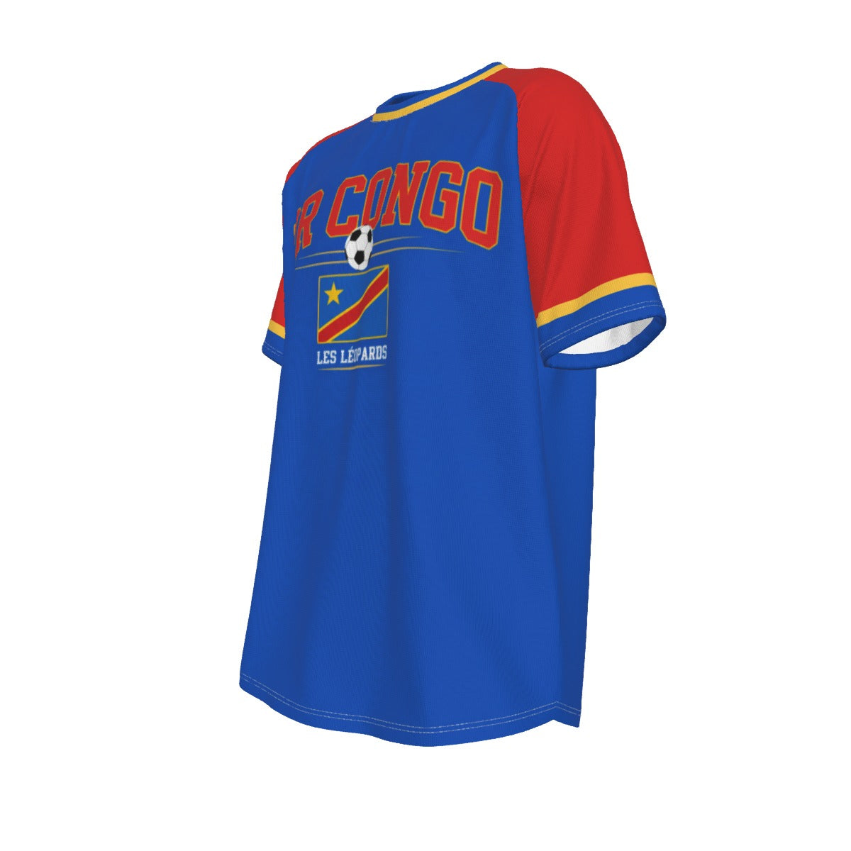 DR Congo Soccer T-Shirt Blue Red – DR Congo Football Shirt Les Léopards Fan Tee