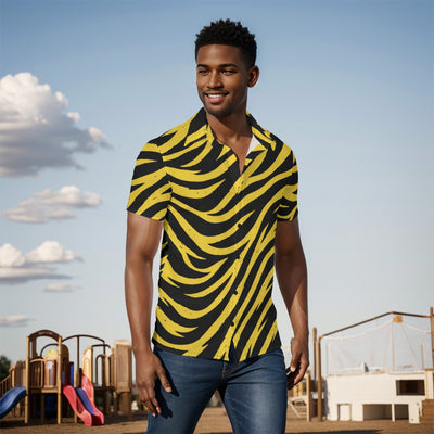 Gray Pittsburgh Football Yellow Black Zebra Men's Shirt
