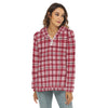 Alabama Crimson Tide Tartan Plaid Crimson White Women's Borg Fleece Hoodie With Half Zip