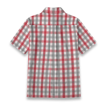 White Smoke Alabama Cotton Shirt Women 125GSM – Crimson Plaid Football Style Tee