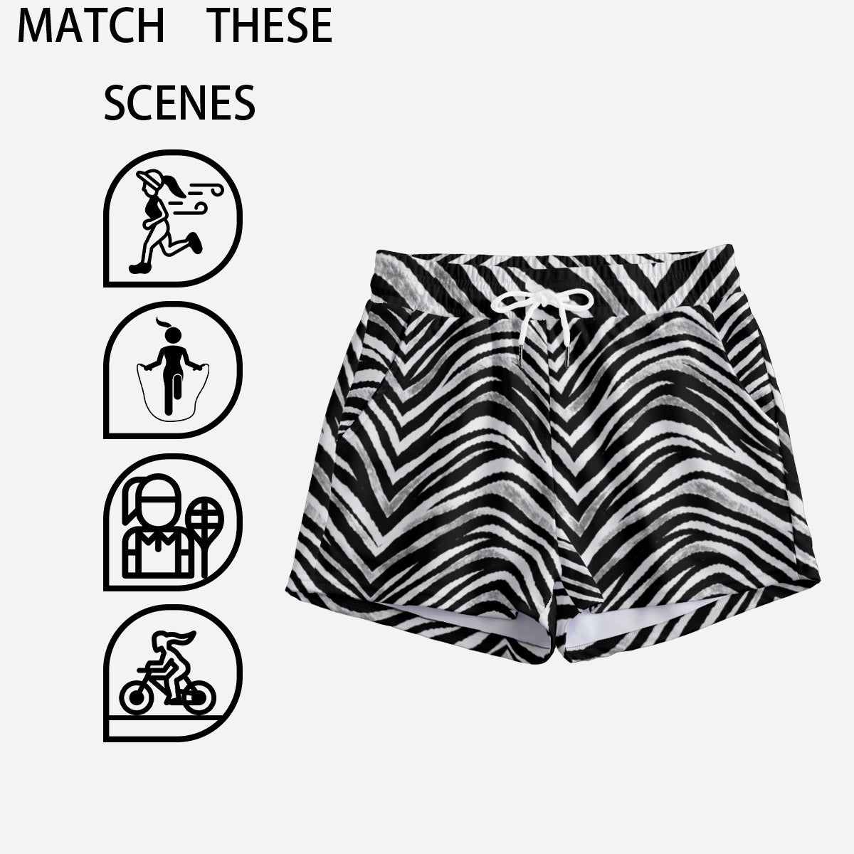 Las Vegas Football Zebra Women’s Casual Shorts – Black and White Game Day Streetwear