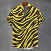Pittsburgh Football Yellow Black Zebra Men's Stand Collar Shirt|110GSM Imitation Flax – casual fan outfit, nfl fan apparel, image 1.0