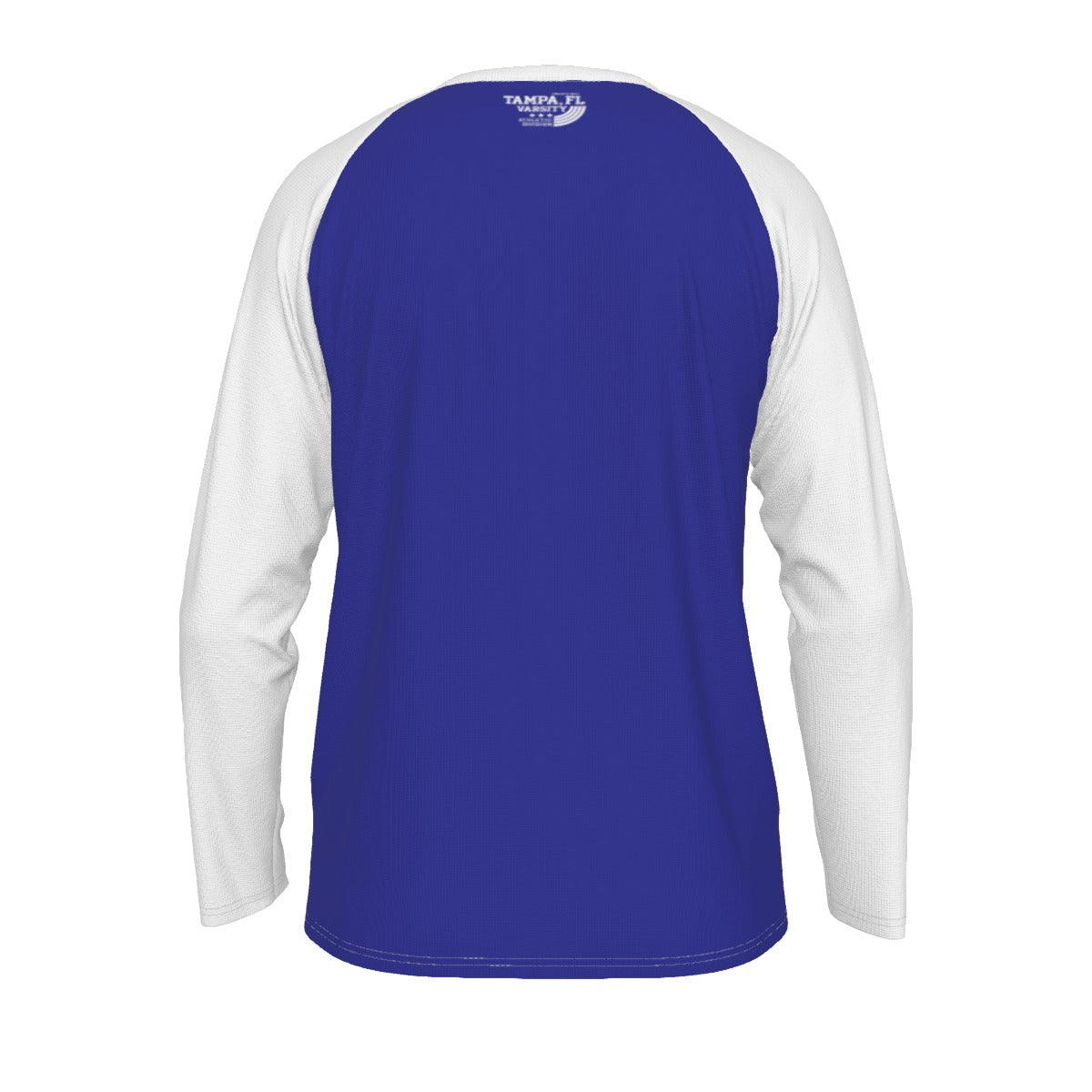 Dark Slate Blue Tampa FL Varsity Royal Blue and White Long Sleeve Shirt Men Athletic Raglan Tee