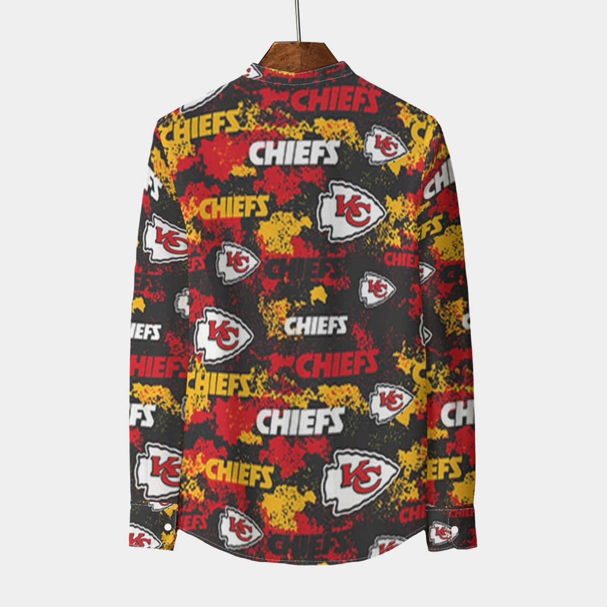 kansas-city-chiefs-mens-stand-collar-shirt-with-long-sleeve-110gsm-imitation-flax red gold football outfit image 2.0