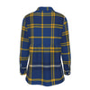 West Virginia Mountaineers Tartan Plaid Blue Gold Women's Elastic-Back Shirt