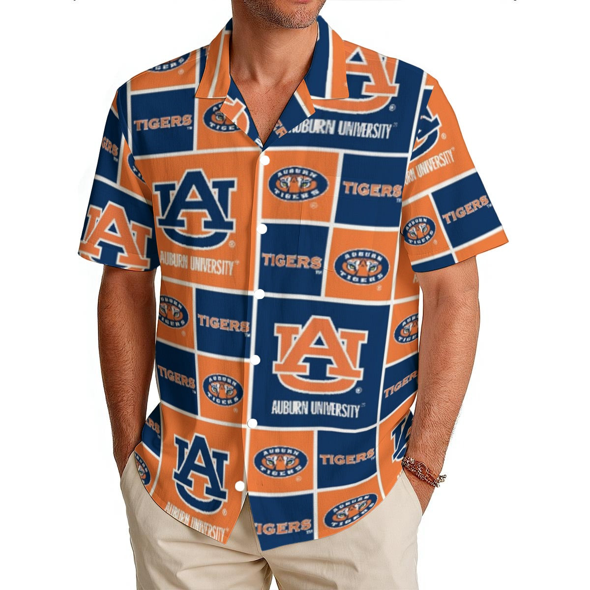 Auburn Tigers Men's Hawaiian Shirt|150GSM - Auburn aesthetic tee varsity sportswear product image 1.0