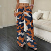 Chicago Football Women’s Camo Lounge Pants – Navy Orange Game Day Relaxed Fit Trousers – game day outfit, breathable comfort wear, image 1.0