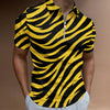 Pittsburgh Football Yellow Black Zebra Men's Half Zip Polo Shirt With Short Sleeve – casual fan outfit, lightweight game day shirt, image 1.0