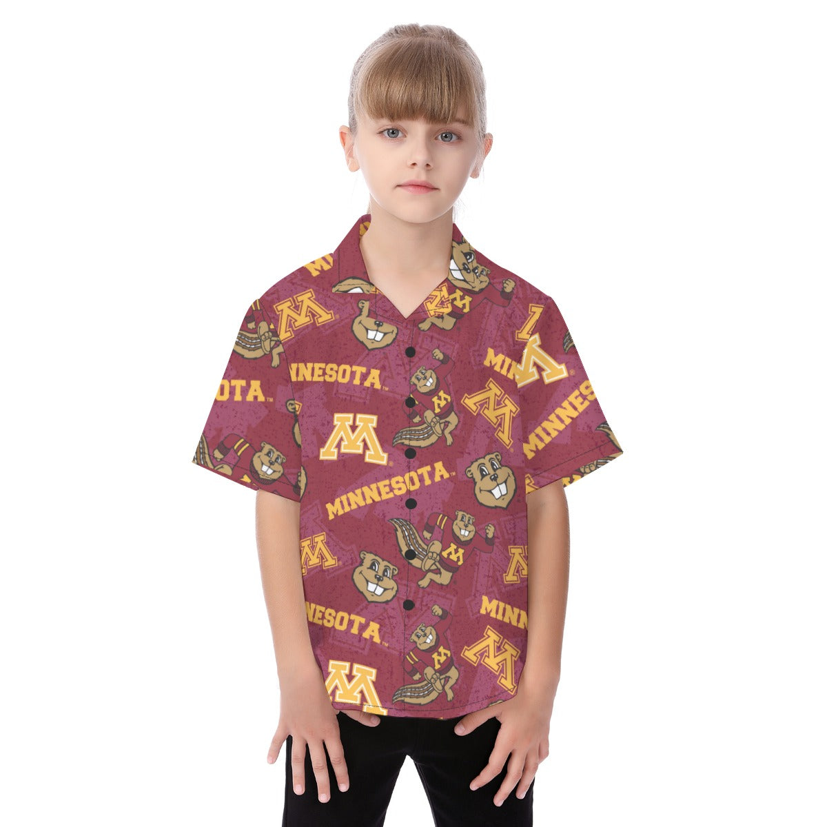 Minnesota Golden Gophers Kid's Hawaiian Vacation Shirt White varsity sports apparel