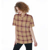 florida state seminoles tartan plaid oversized button up women shirt women's short sleeve shirt with pocket women tartan plaid fashion