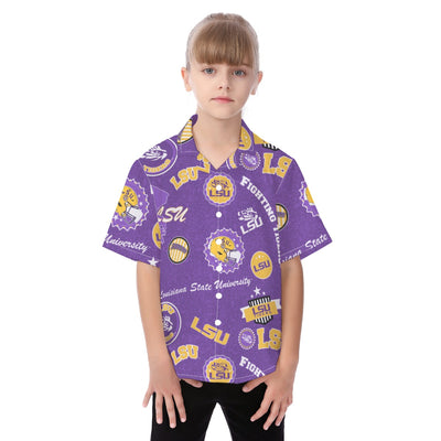 Louisiana Tigers Kid's Hawaiian Vacation Shirt - Baton Rouge football tee varsity sportswear product image 1.0