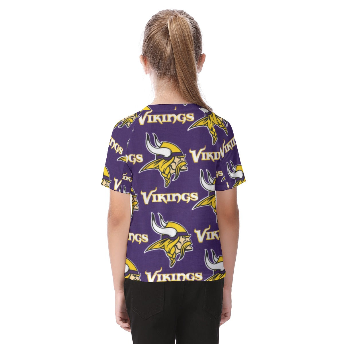 minnesota-vikings-kids-t-shirt purple gold football outfit side view