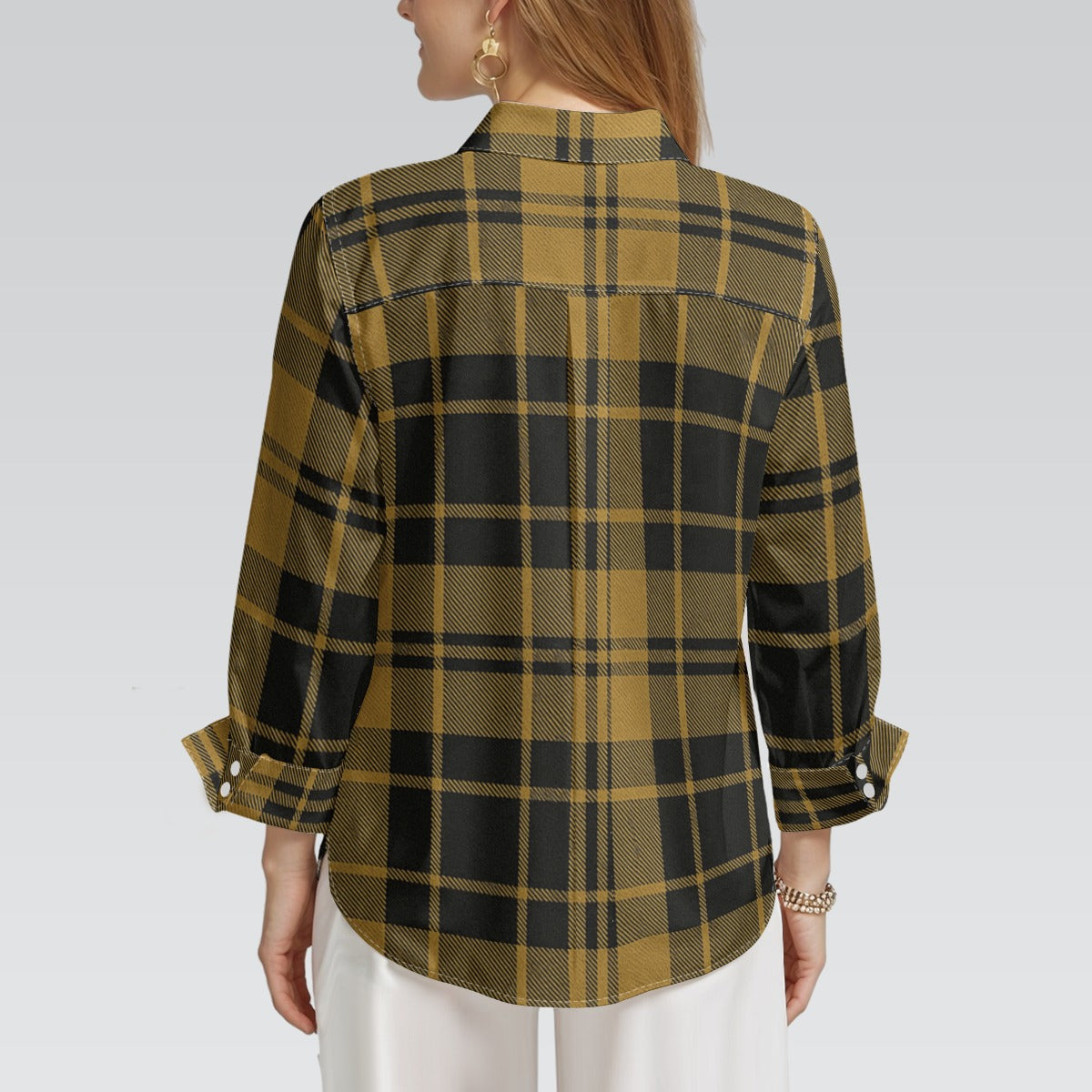 colorado buffaloes tartan plaid black gold  women tartan plaid game day shirt