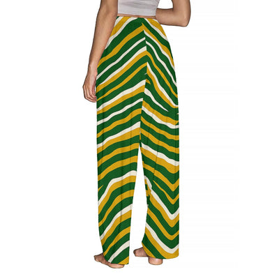 White Smoke Green Bay Football Yellow Green Women’s Pajama Pants – Game Day Lounge Wear