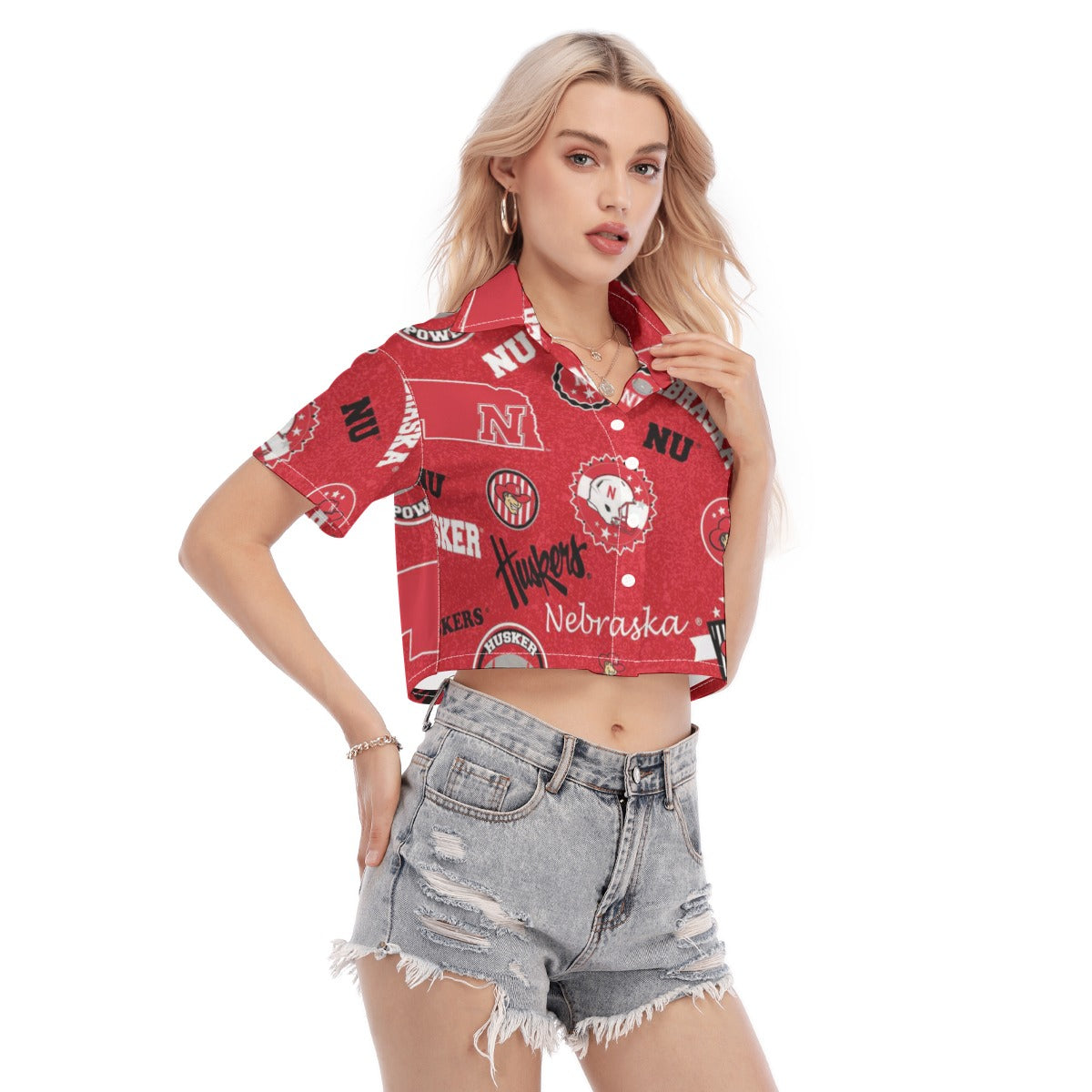 Nebraska Lincoln Cornhuskers Women's Cropped Shirt - Big Ten football apparel varsity sportswear product image 2.0