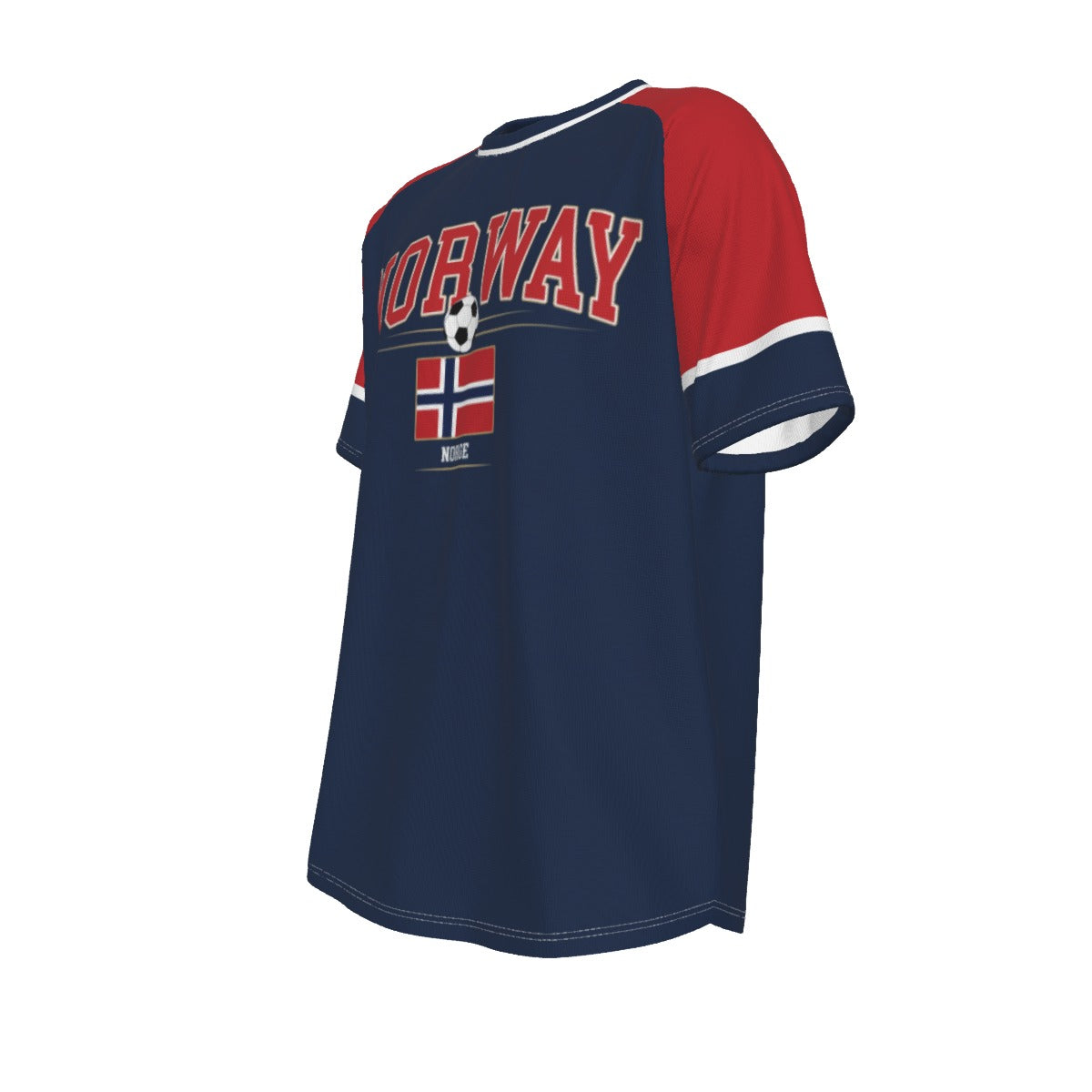 Norway Soccer T-Shirt Navy Red – Norway Football Fan Shirt with Flag