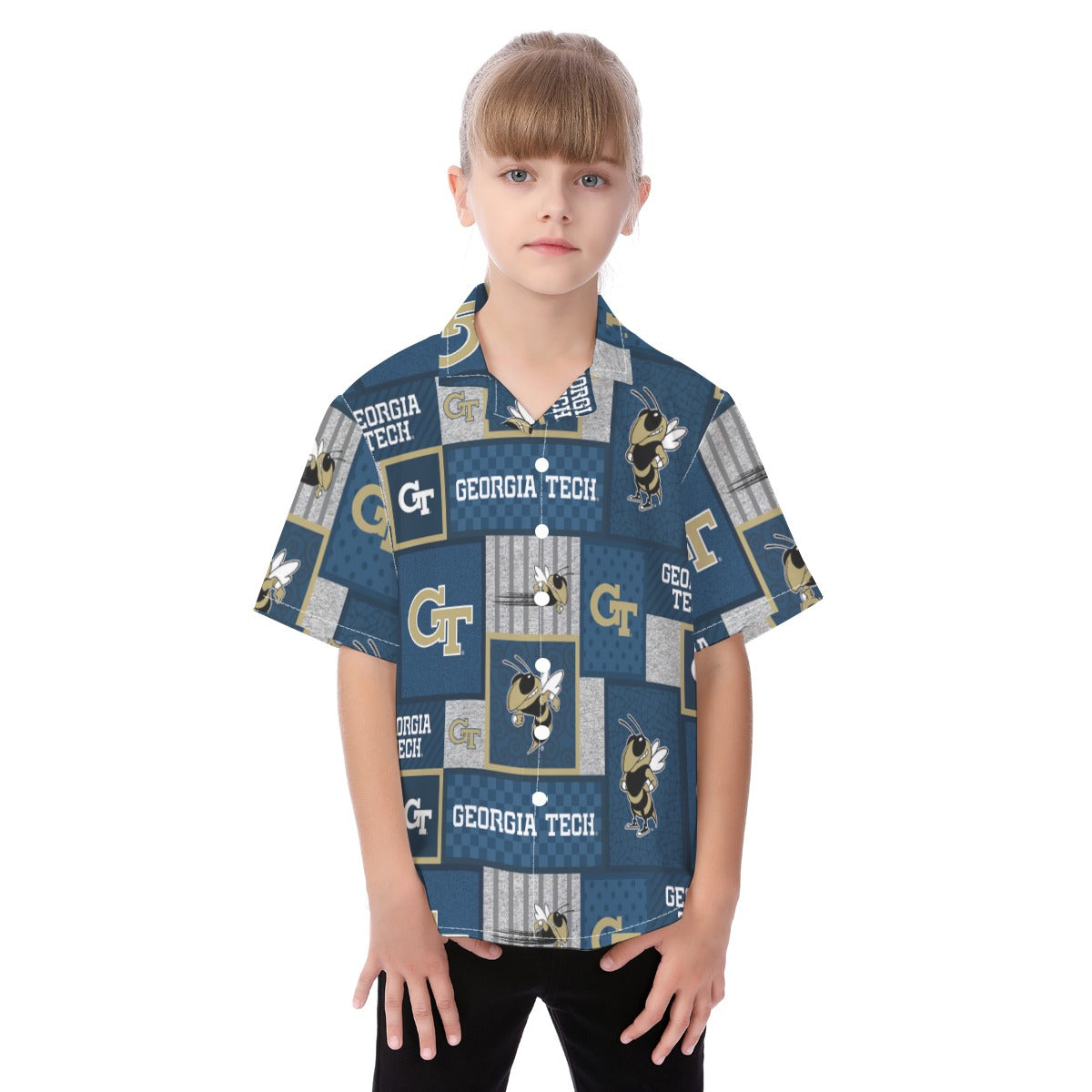 Georgia Tech Yellow Jackets Kid's Hawaiian Vacation Shirt varsity sportswear product image 1.0