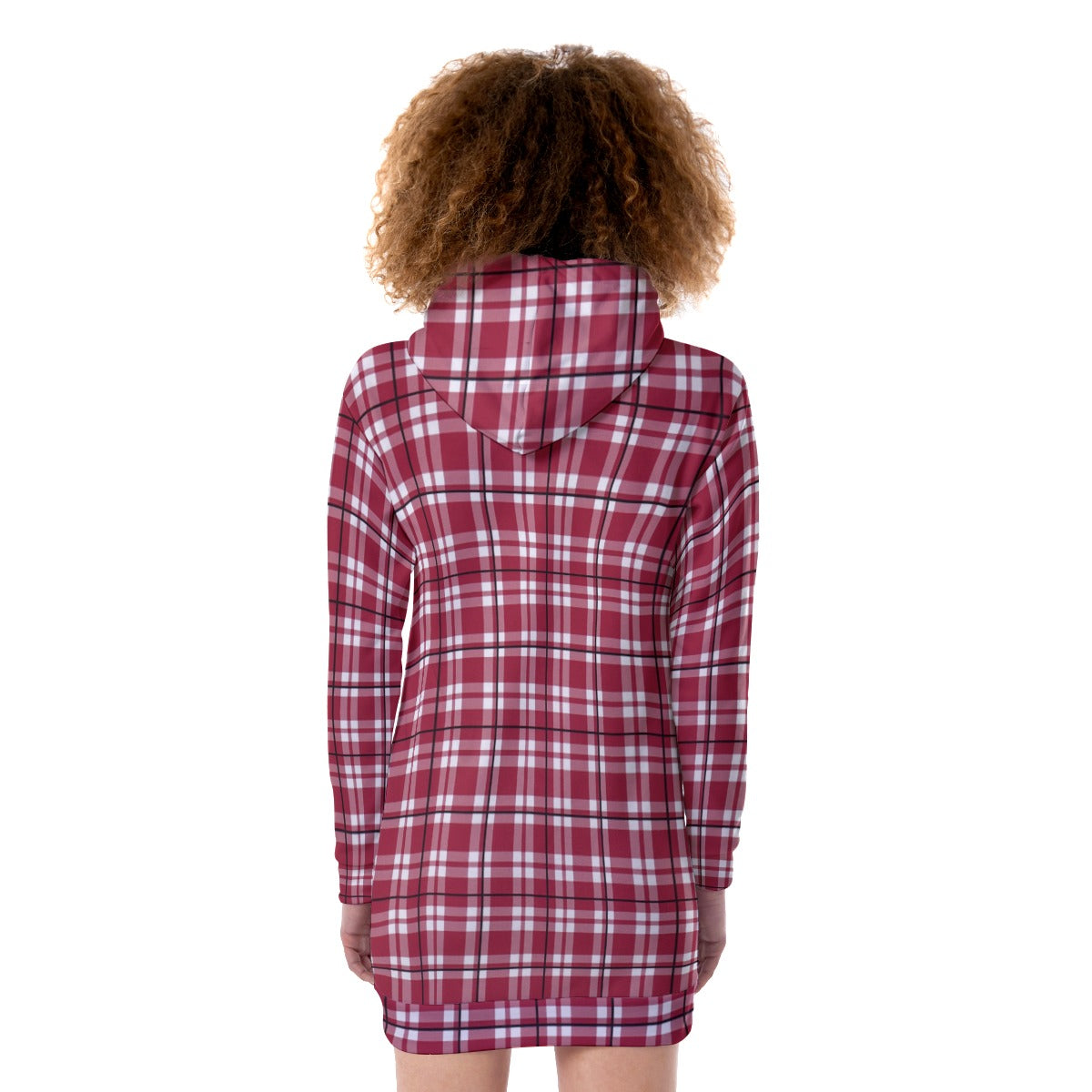 Alabama Crimson Tide Tartan Plaid Crimson White Women's Heavy Fleece Long Hoodie