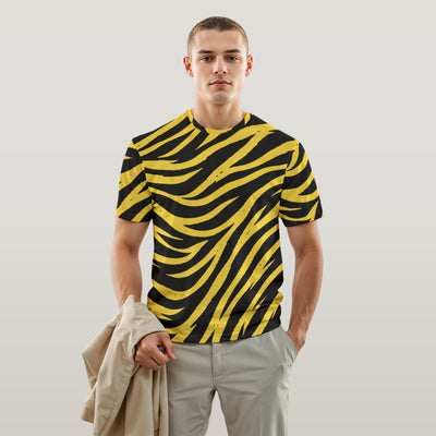 Pittsburgh Football Yellow Black Zebra O-Neck T-Shirt – breathable comfort wear, sportswear style, image 1.0