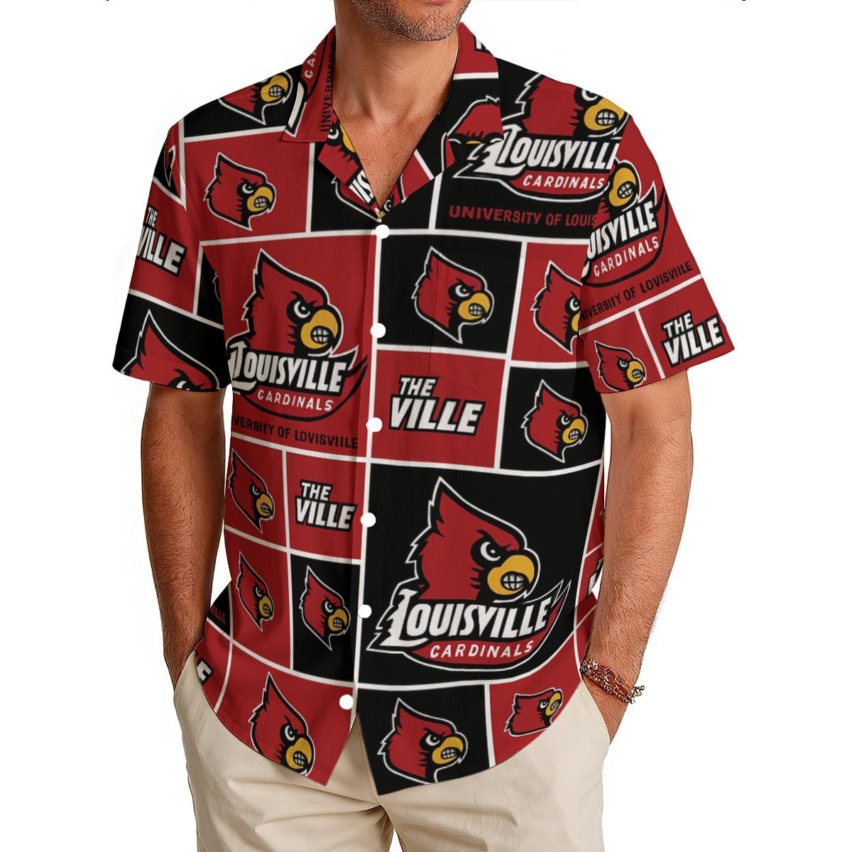 Louisville Cardinals Men's Hawaiian Shirt|150GSM varsity sportswear product image 1.0