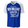 New Orleans Class 1718 Varsity Baseball V-Neck T-Shirt Blue and White – Athletic Streetwear – game day outfit, fan gear, image 1.0
