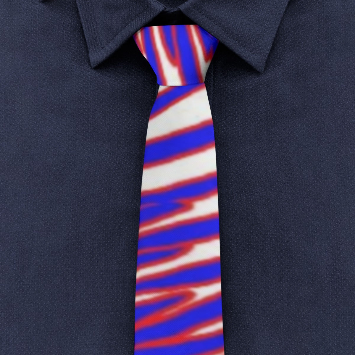 Dark Slate Gray Unisex Tie – Red Blue White Zebra Game Day Style