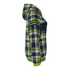 White Smoke Seattle Football Tartan Plaid Women’s Borg Fleece Hoodie With Half Zip – Navy and Green Sherpa Game