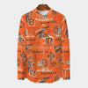 Cincinnati Bengals Men's Stand Collar Shirt With Long Sleeve|110GSM Imitation Flax black orange football back view game day look