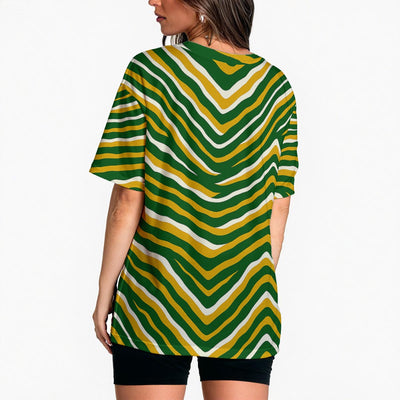 White Smoke Green Bay Football Yellow Green Women’s Loose Fit T-Shirt – Game Day Streetwear