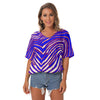 Buffalo Football Women's Bat Sleeves V-Neck Blouse – Chic Game Day Statement Top – casual fan outfit, game day outfit, image 1.0