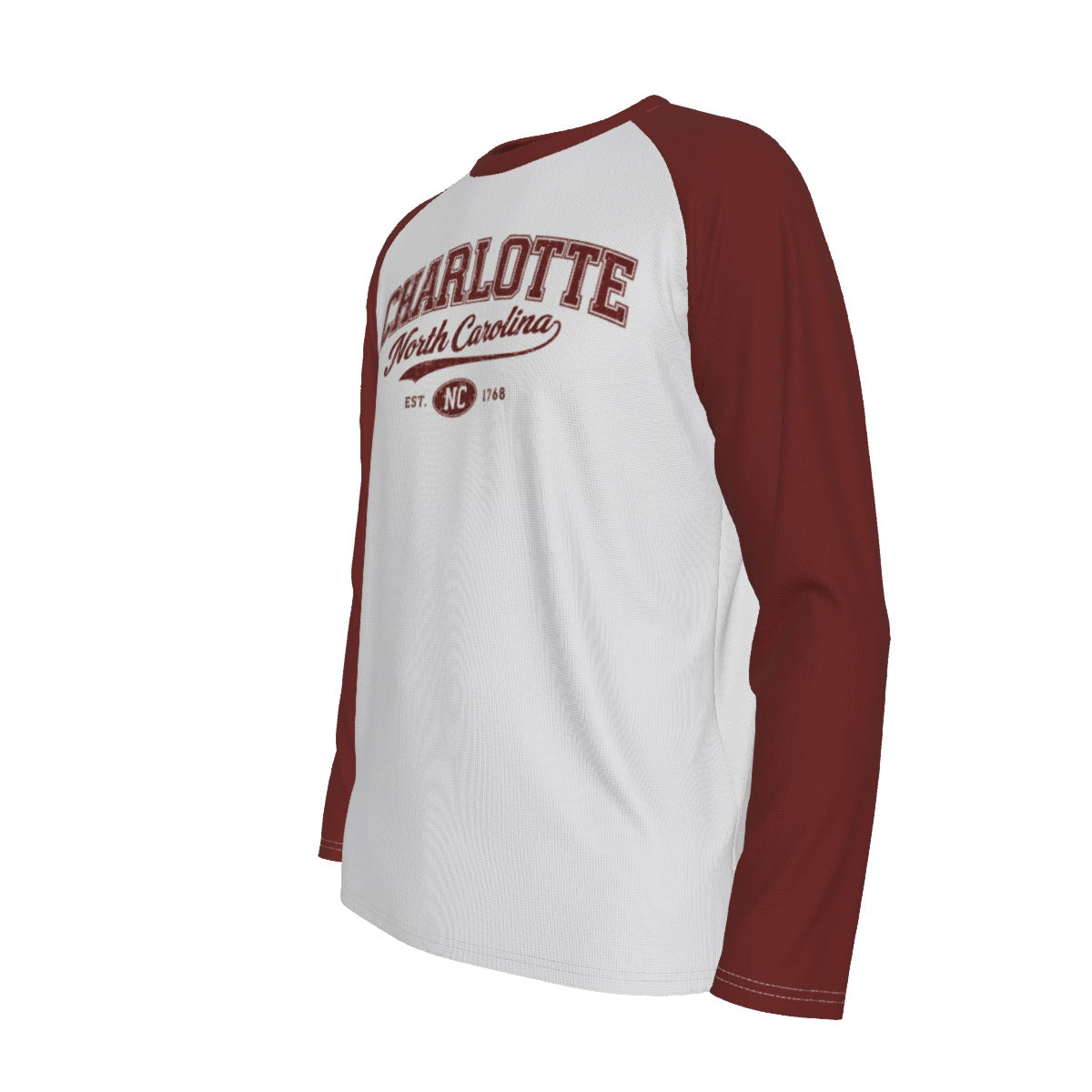 Light Gray Charlotte North Carolina Red White Long Sleeve Shirt – Vintage Varsity Athletic Raglan Tee
