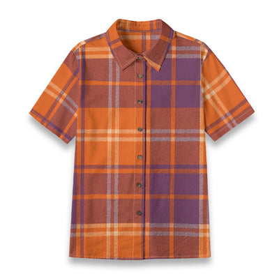auburn tigers tartan plaid orange navy  women tartan plaid game day shirt