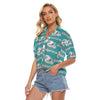 miami-dolphins-womens-v-neck-shirts aqua orange football outfit fabric close-up