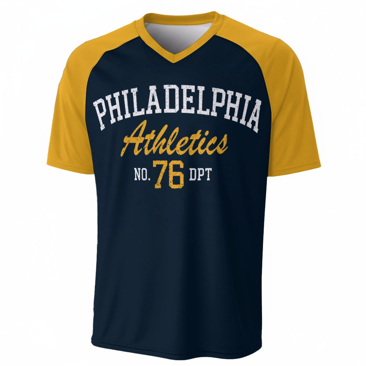 Navy Blue and Yellow Philadelphia T-Shirt – Varsity Athletics Graphic Tee for Fans and Streetwear – nfl fan apparel, casual fan outfit, image 1.0
