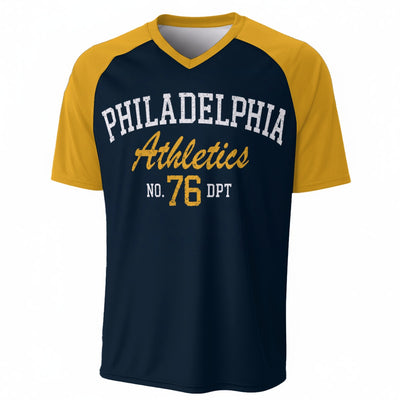 Navy Blue and Yellow Philadelphia T-Shirt – Varsity Athletics Graphic Tee for Fans and Streetwear – nfl fan apparel, casual fan outfit, image 1.0