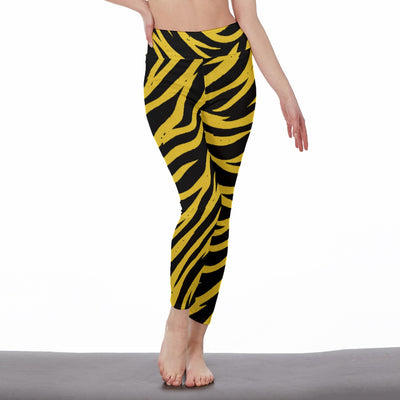 Pittsburgh Football Yellow Black Zebra Women’s High Waist Leggings With Side Stitch Closure – Game D – lightweight game day shirt, breathable comfort wear, image 1.0