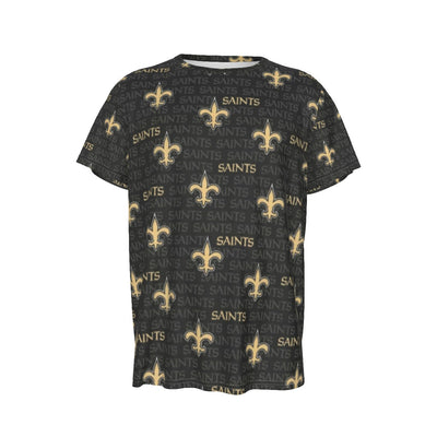 New Orleans Saints Short Sleeve T-Shirt black gold football back view streetwear style
