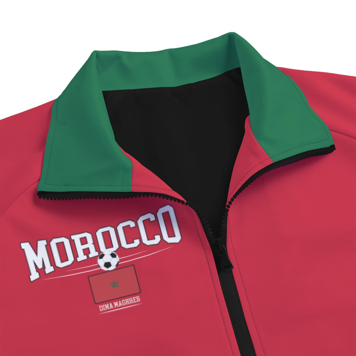 Morocco Football Jacket Red Green – Morocco Soccer Team Track Jacket for Men and Women