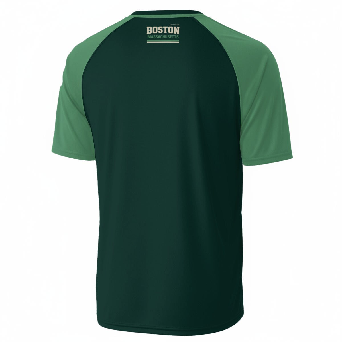 White Smoke Boston Massachusetts Varsity T-Shirt – Dark Green and Light Green Athletic Streetwear Graphic Tee