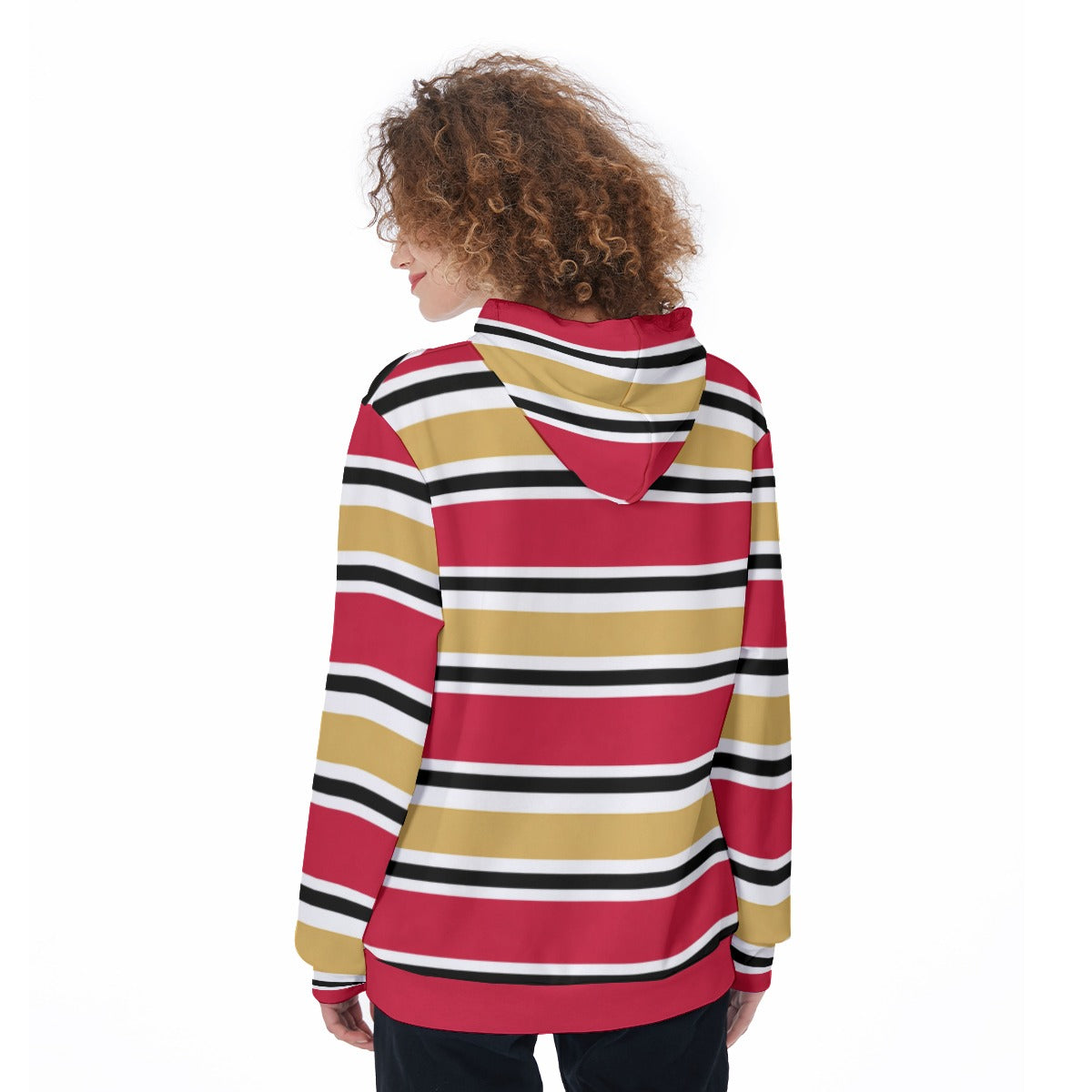 San Francisco Football Striped Women's Pullover Hoodie