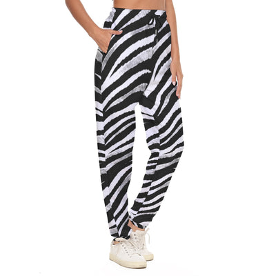 White Smoke Las Vegas Football Zebra Women's Casual Pants – Black and White Game Day Streetwear