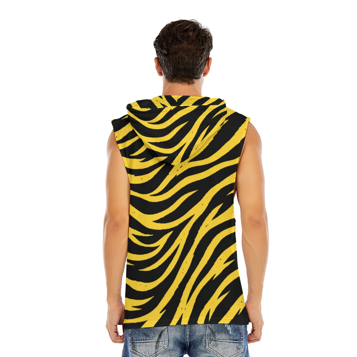 White Smoke Pittsburgh Football Yellow Black Zebra Men’s Sleeveless Pullover Hoodie – Game Day Streetwear