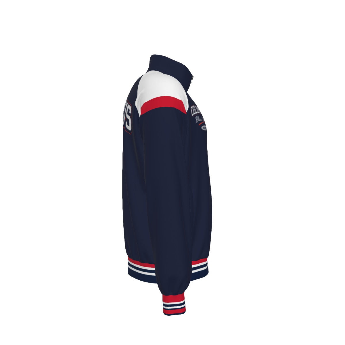 Dark Slate Gray Columbus Blue Red Varsity Bomber Jacket for Men and Women – Retro Hockey Style Game Day Jacket