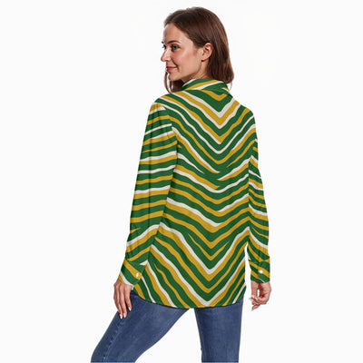 White Smoke Green Bay Football Yellow Green Women’s Long Sleeve Shirt – Game Day Streetwear